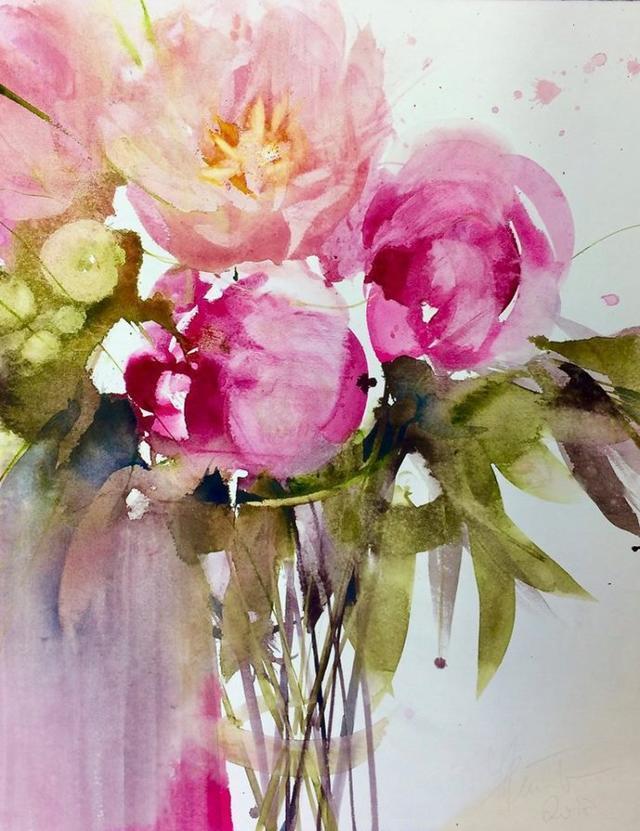 Elke&水彩画家Elke笔下的花花世界浓墨重彩之中隐去了繁花的具象(一)