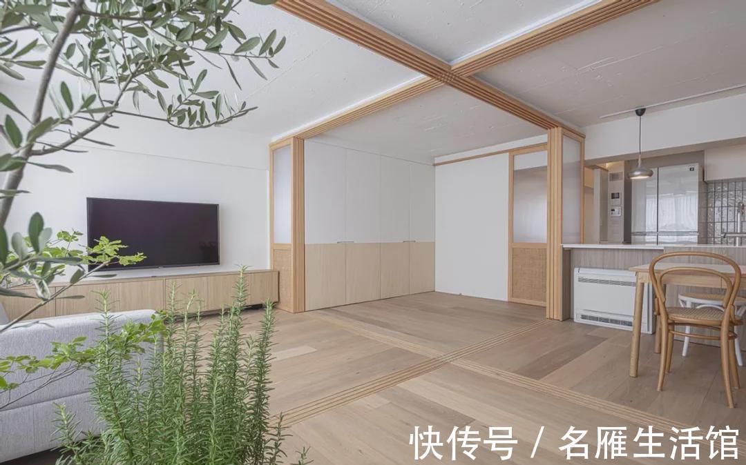 折叠门|82㎡都是智慧,拆除全屋隔墙,吊轨门切割空间,多出来5㎡储藏室