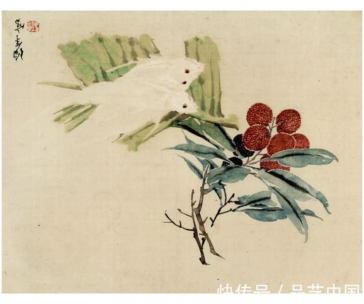 吴昌硕@任伯年的小品，色感十足