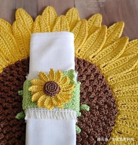 毛线钩针编织向日葵合集,DIY手工编织附图解教程