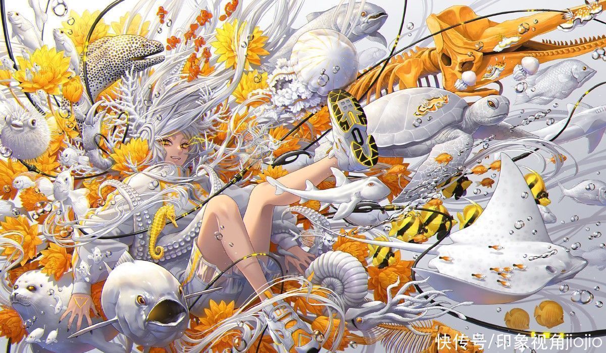jiojio|五彩斑斓的白色系插画,霸气的画风,细节满满