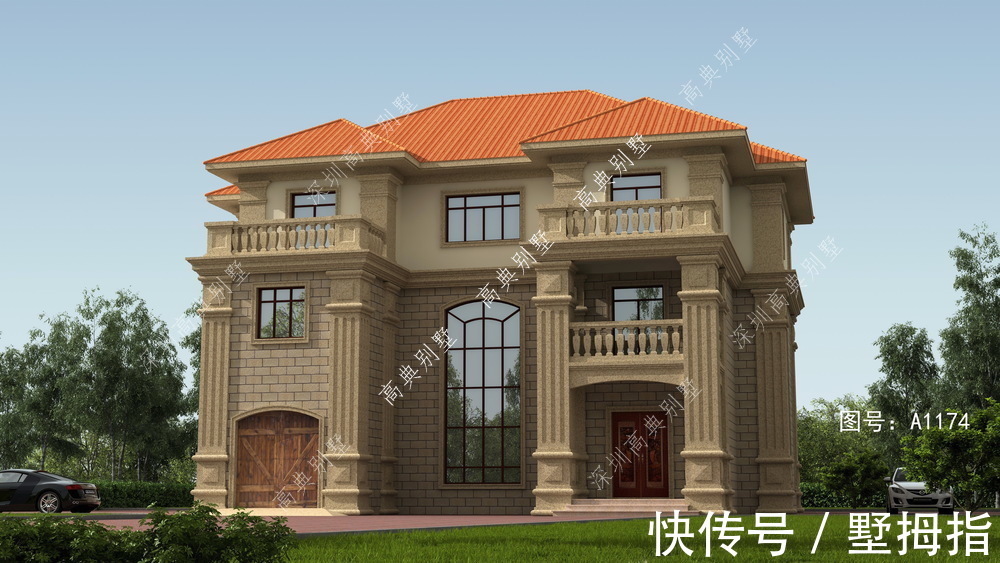 欧式别墅|这款三层欧式别墅,简单清爽,大方得体,适合现代人建。