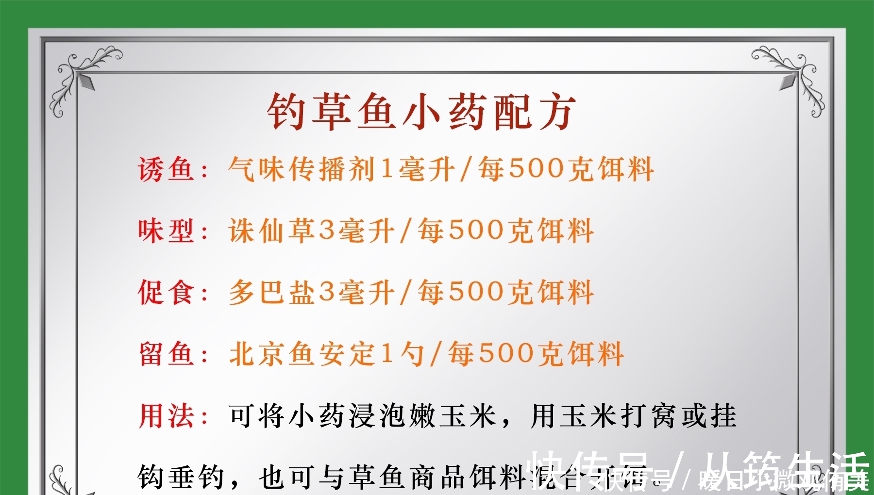 草鱼|用什么饵料钓草鱼最有效?草鱼喜欢什么味道?钓草鱼的用饵技巧