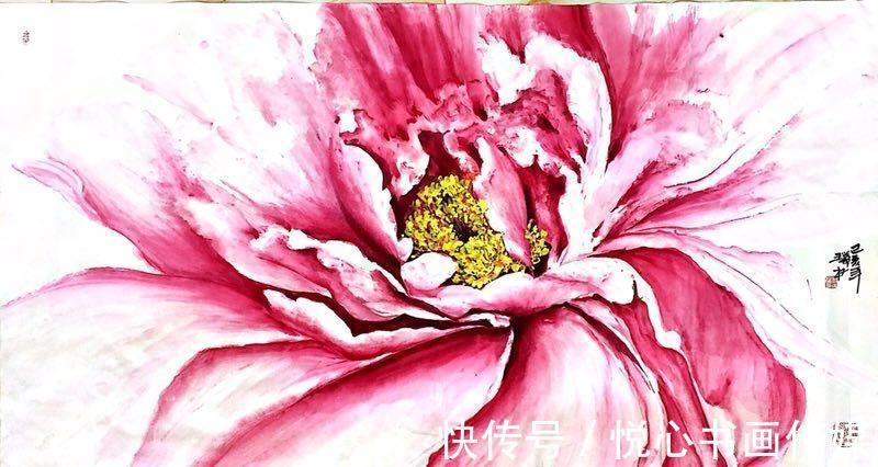 牡丹#画面溢花香，沁心扉，当代著名画家肖瑞权国画牡丹作品欣赏