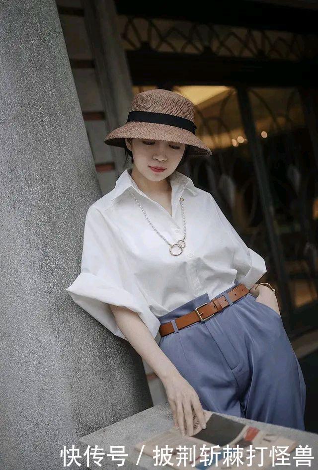 夏季穿白衬衫太out不,看三木博主穿白衬衫特时髦,美出新高度