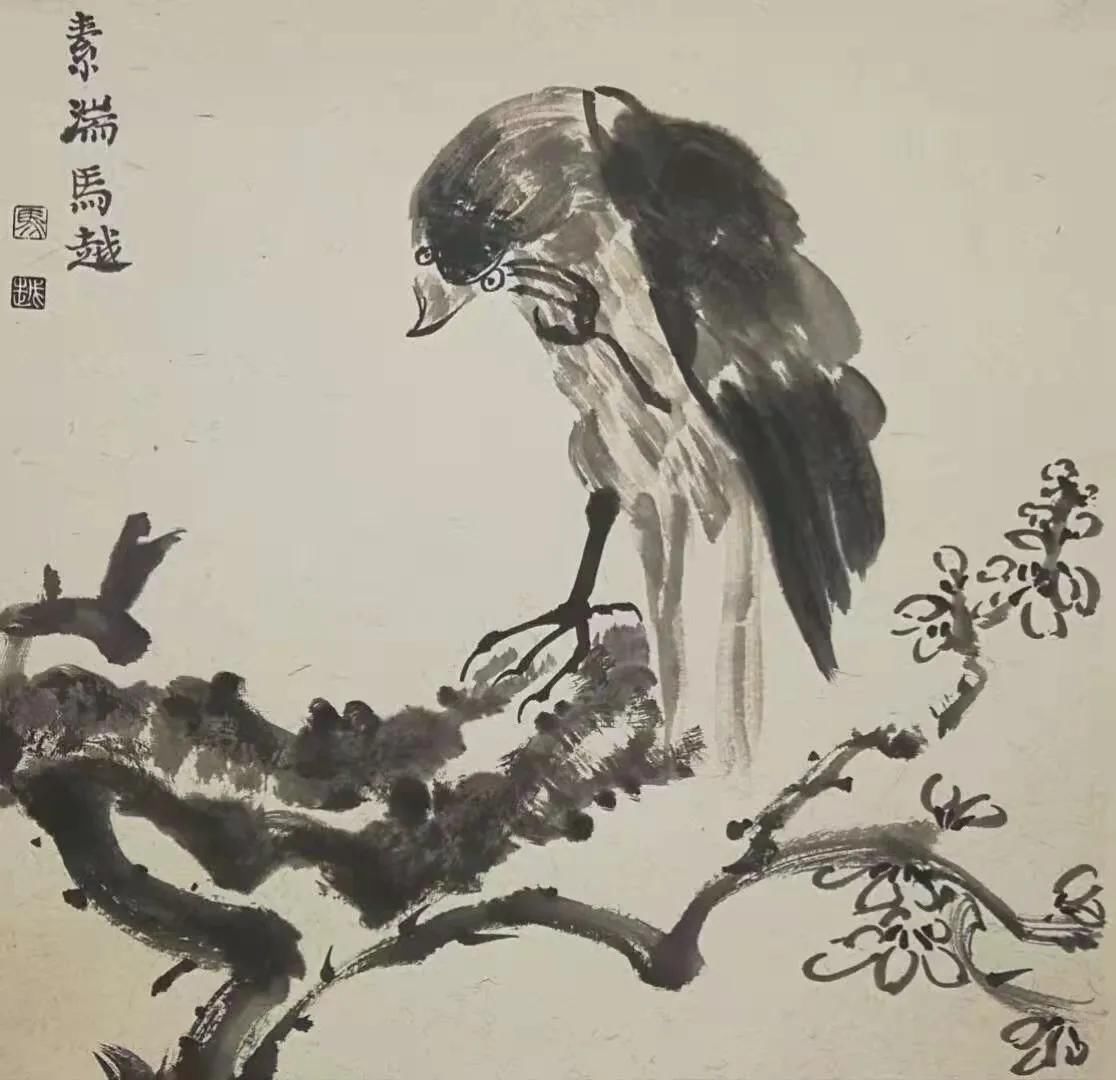 花鸟#美女画家马越国画像极了八大山人花鸟