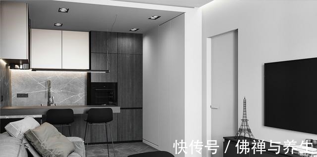 餐厨|现代两居,仅以黑灰两色,就打造出十足的高级感!