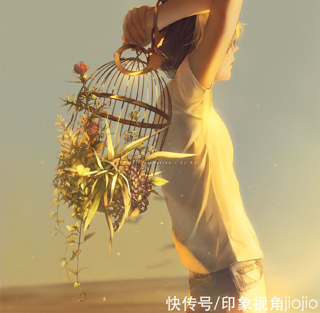 光影！光影中的美少年插画，淡淡的色彩表达颇具美感