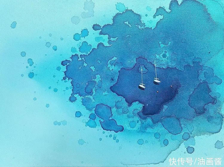 尤莉娅!她的画只有一滩稀薄的蓝色,简单到了极致,同时也美到了极致