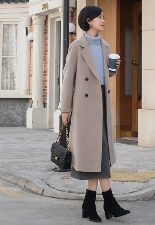 高跟鞋|不管20岁还是40岁,穿大衣少配打底裤,俗气还显老