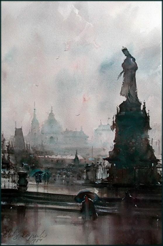 水彩画!水染的建筑与街道,塞尔维亚水彩画大师Dusan Djukaric作品(一)