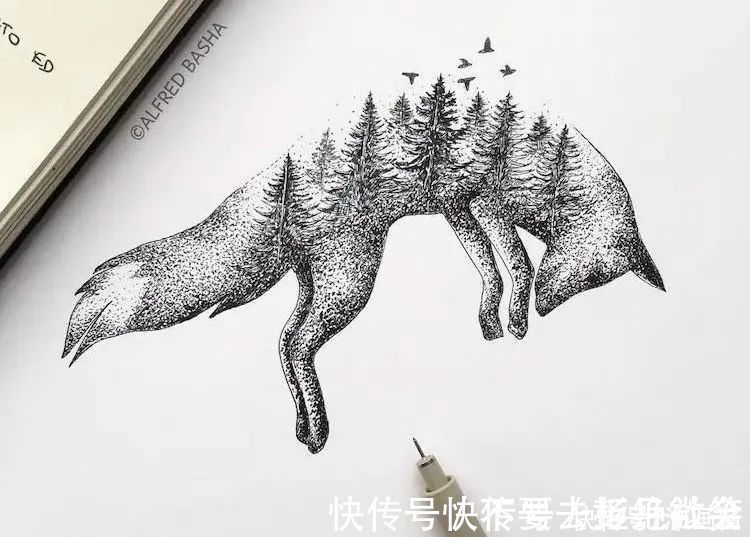 创意#自学成才的画家,用一根针管笔,画出精巧的创意素描,创意非凡