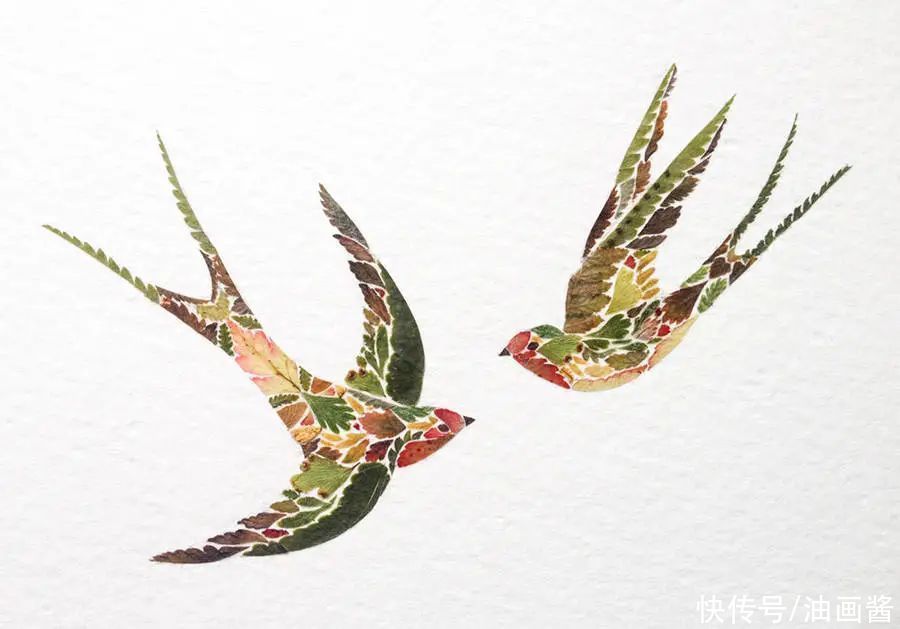 艺术作品&她画画的材料是花瓣,工具是把刀,直接用刀刻出画