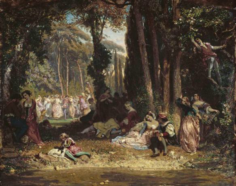 安托万!法国画家亨利·查尔斯·安托万·男爵嬉闹的生活人物油画