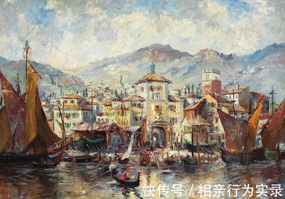 空间感&他是印象派画家，风景油画调子清雅，动感的笔触肌理让人赏心悦目