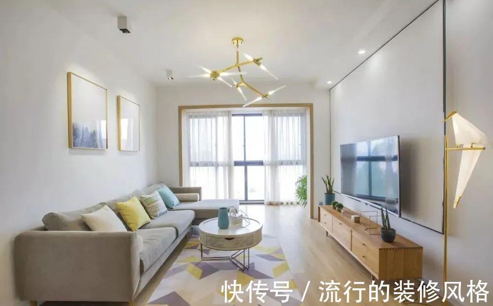 电视屏幕|110㎡简约新房,装修花了8万,完工效果超棒!