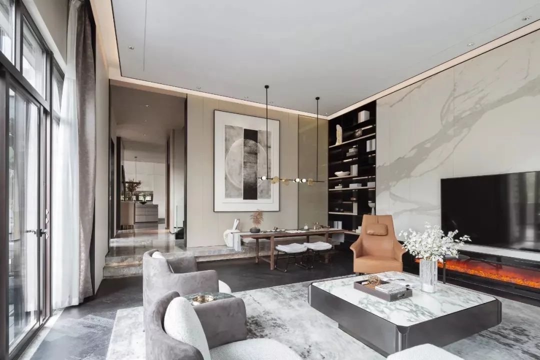 床头柜|510㎡现代别墅,低调舒适的空间,轻奢安静的气质