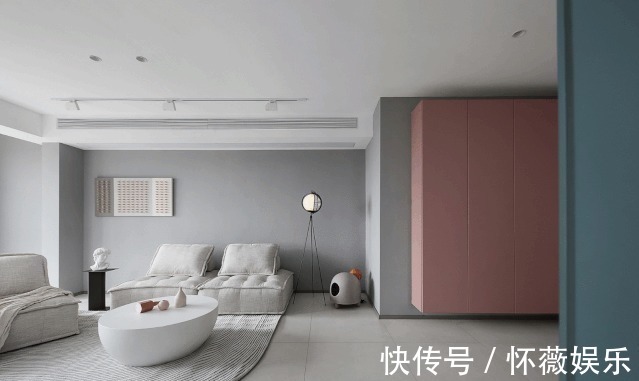功能柜|120㎡极简风三居室,柔和的莫兰迪配色,干净又舒服