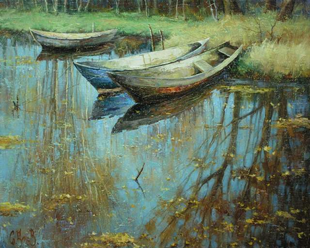 x90$俄罗斯画家尤里耶维奇的布面油画