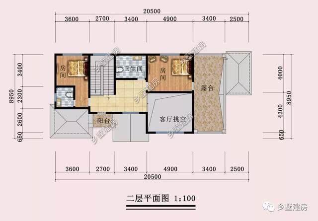 别墅|205X895米，开间大，进深小想盖一栋农村二层别墅，选他没错