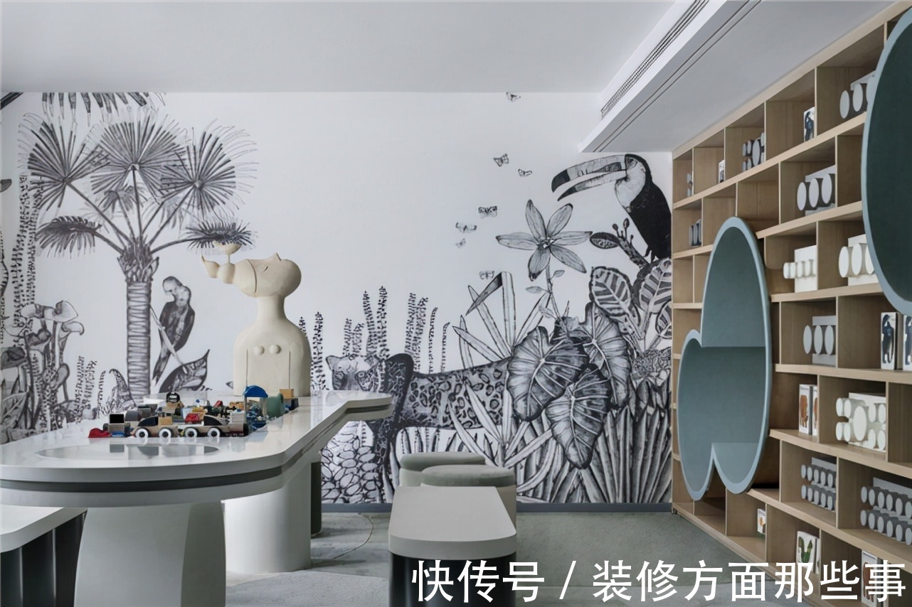 法式风|458平?法式风别墅设计，经典图案的黑白元素，点燃了空间氛围