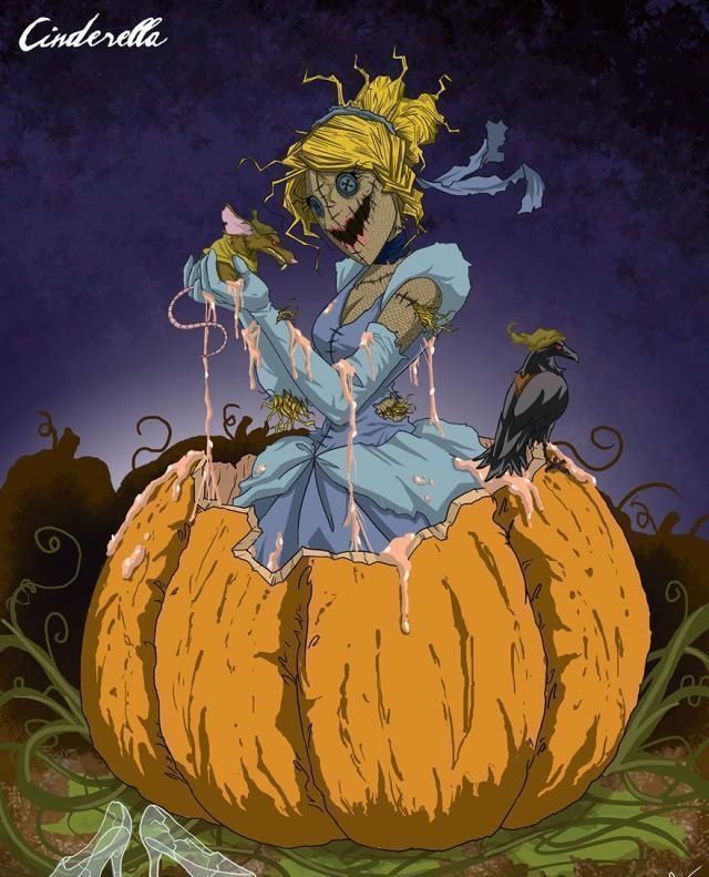 白雪公主#迪士尼公主变成恐怖“怪物”,丧尸让人害怕,吸血鬼画风妖娆