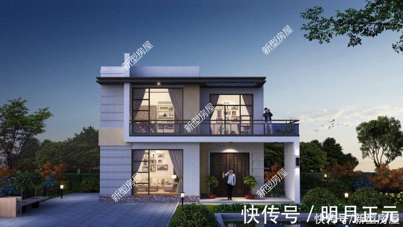 阳台|农村建房想要简约大气，推荐5套平屋顶图纸，总有一套适合你