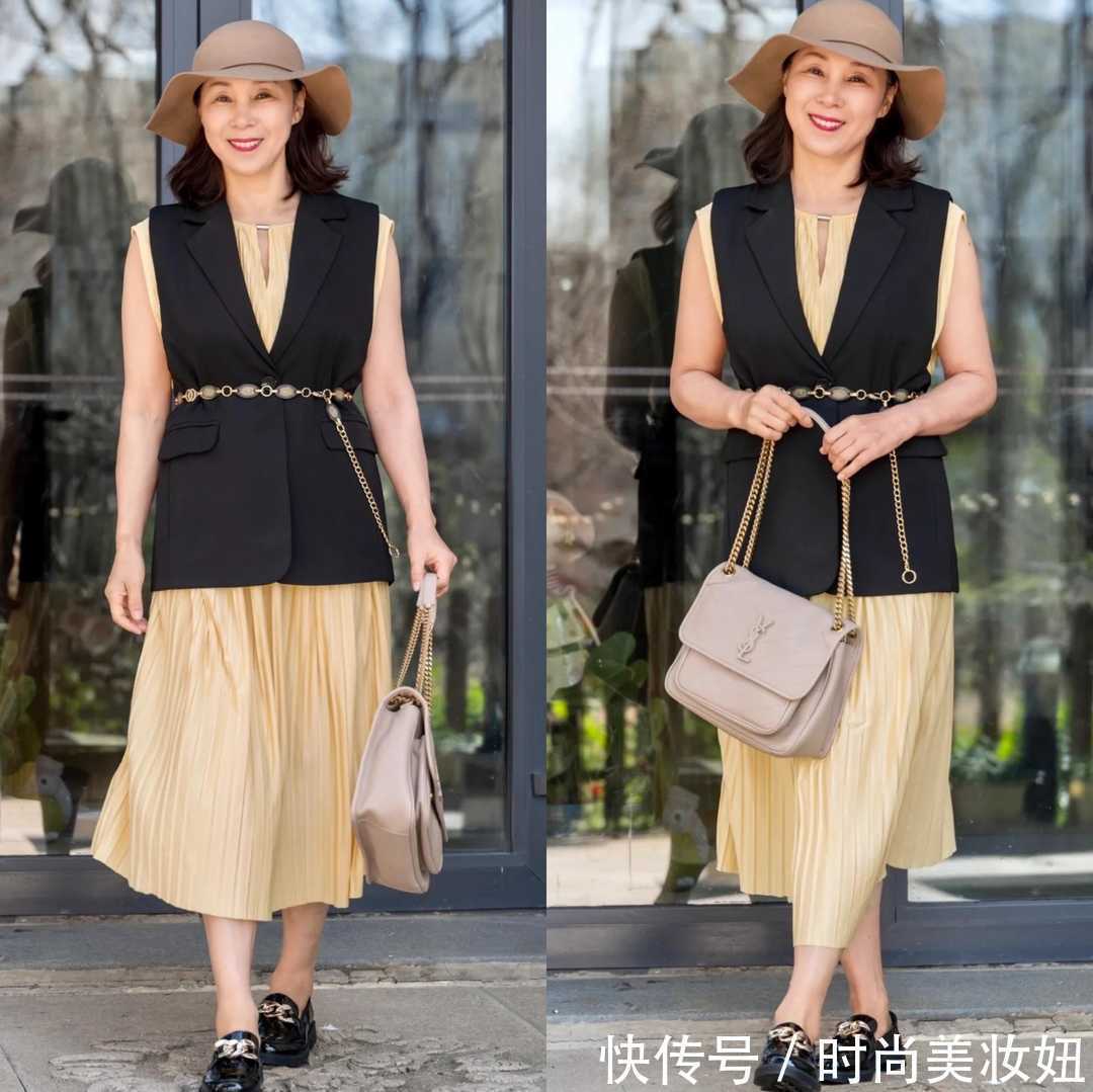 连衣裙 上了年纪的微胖女人,早春建议“叠穿”,遮肉不说还减龄洋气