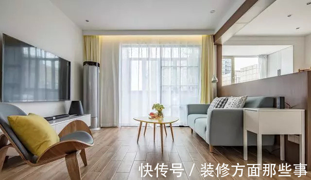 隔墙|90㎡小户型北欧风,半高隔墙与原承重梁,用木饰面包裹起来漂亮