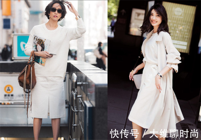 右图|穿来穿去还是白色最经典，除了单件穿搭，全身白色会更上档次