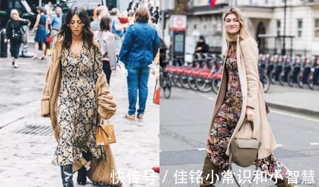 时髦 打造深秋的高级美,建议你穿“大衣+碎花裙”优雅时髦又有品味!