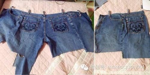 一条牛仔裤大改造成小书包+手提包+小棉鞋