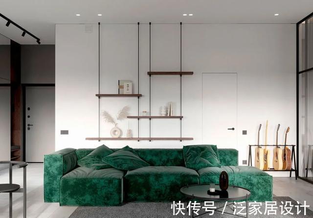 客厅|65㎡精致一居室公寓，灰色调高级到爆炸