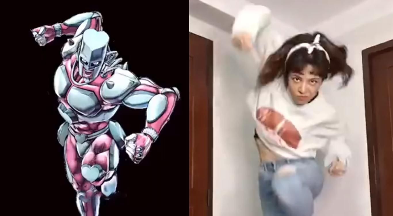 吉良|小姐姐模仿高难度JOJO立,奇怪的姿势增加了,拍照再也不怕没Pose