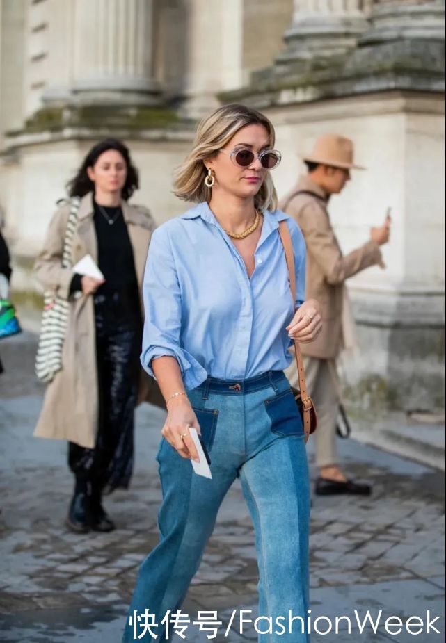 比春天更迷人的是：刘雯的蓝色衬衫