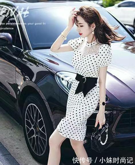 包臀裙|款白色波点蝴蝶结镂空气质连衣裙,收腰显瘦可爱甜美