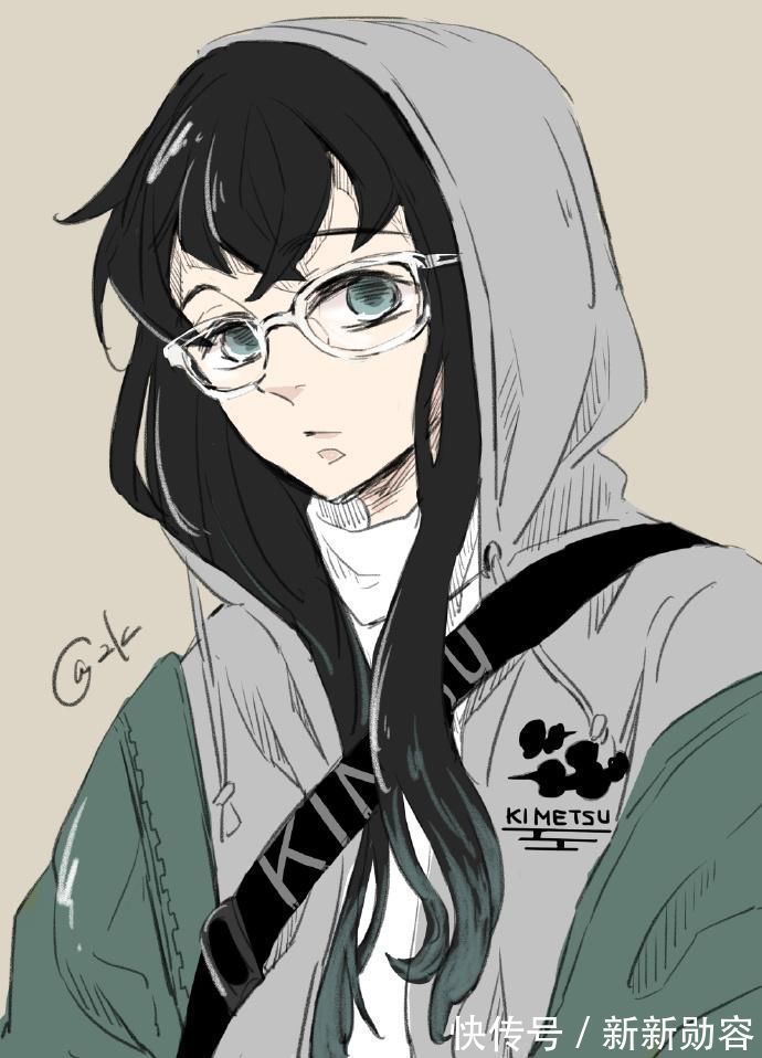 少年感|当《鬼灭之刃》角色戴眼镜,伊之助少年感满满,无惨变得斯文帅气