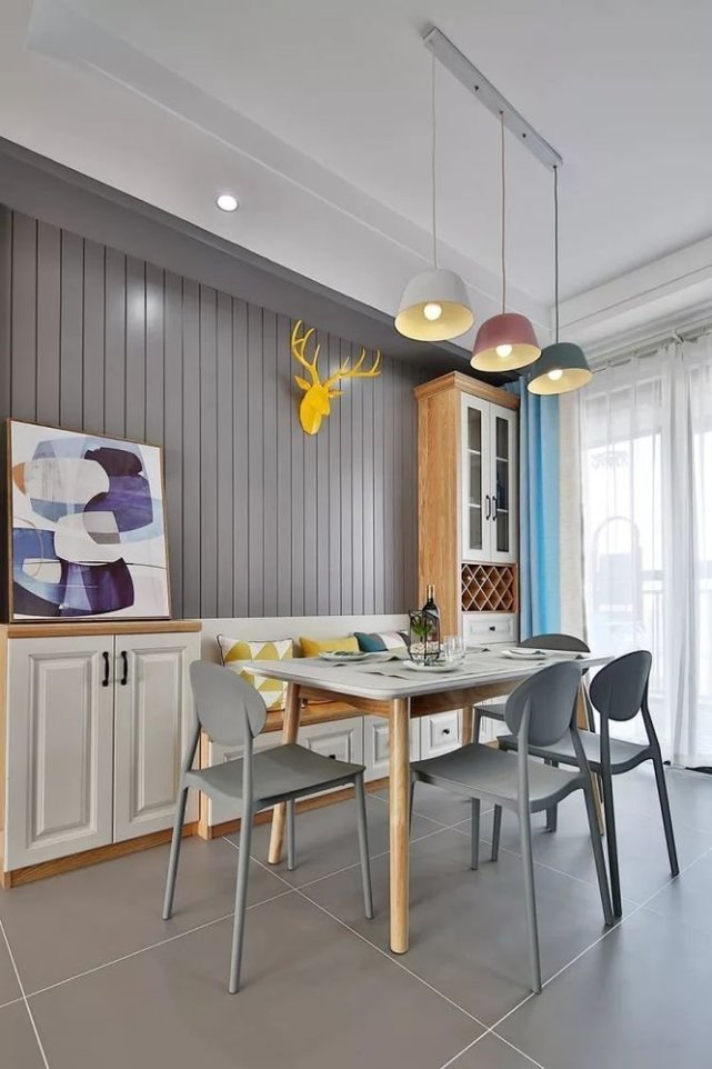 餐厅|116㎡时尚北欧风,清新配色超漂亮,把生活过成诗!
