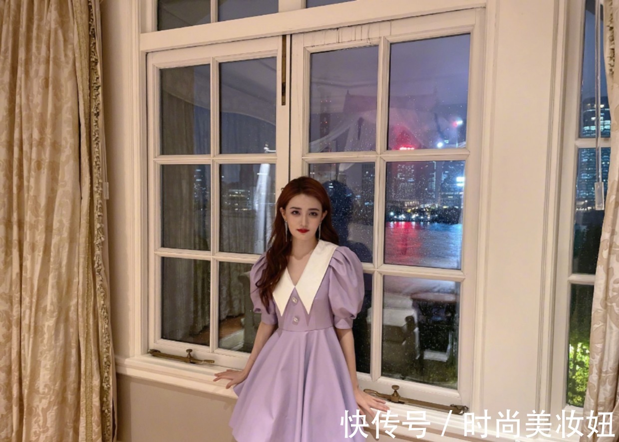 色彩|又被徐璐美到，染红发配紫色连衣裙太甜美，一般人真驾驭不了