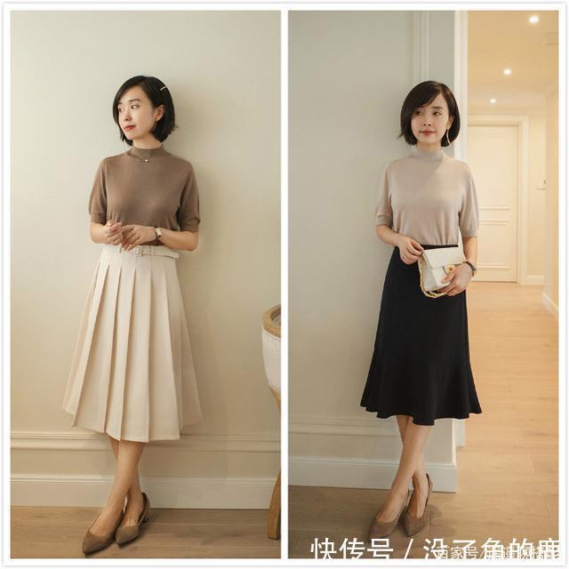 青春|今秋火了一种穿法,“针织衫+半裙”,青春又洋气,做时尚女王