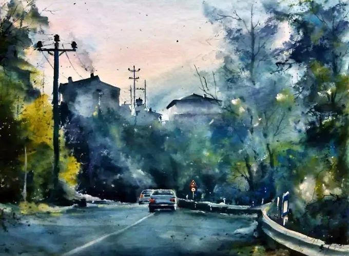 画面!极具美感的蓝绿水彩色调,如此画面,令人爱不舍手