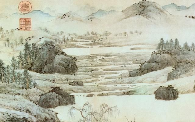 画友$文徵明笔下的《桃花源图》600年前的绘画真妙,构图严谨又漂亮