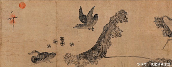 罕见的粉笺纸画作,宋徽宗《池塘秋晚图》赏析