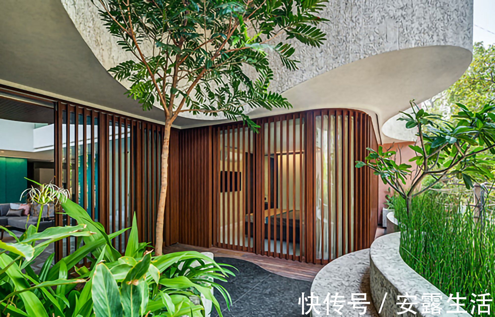 极简|印度富人区的510㎡自建豪宅,悬空花园,天井泳池,很有特色