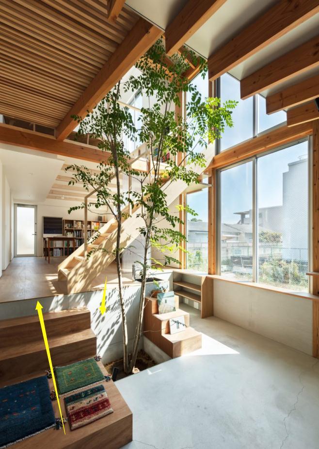 脚感|等买了别墅，我也要把天井+楼梯+休闲区组合一起，错层设计超漂亮