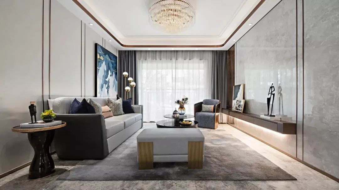 空间|115㎡现代轻奢,配色稳重优雅,材质华丽高级,风格很独特