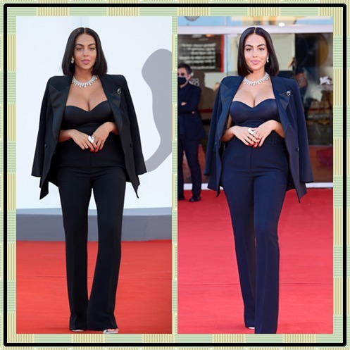 西装套装|C罗的女友身材太好了, 搭配外套都很妩媚, 能秀出自身女人味