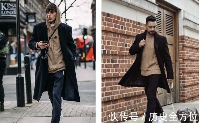 亮色系 男生黑色大衣百搭时髦,掌握4种配色方式,搭配酷帅利落又不单调