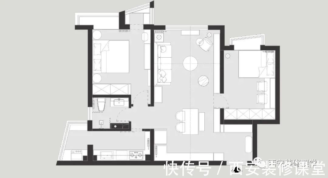 餐厅|90㎡两室简约，超级收纳不过时