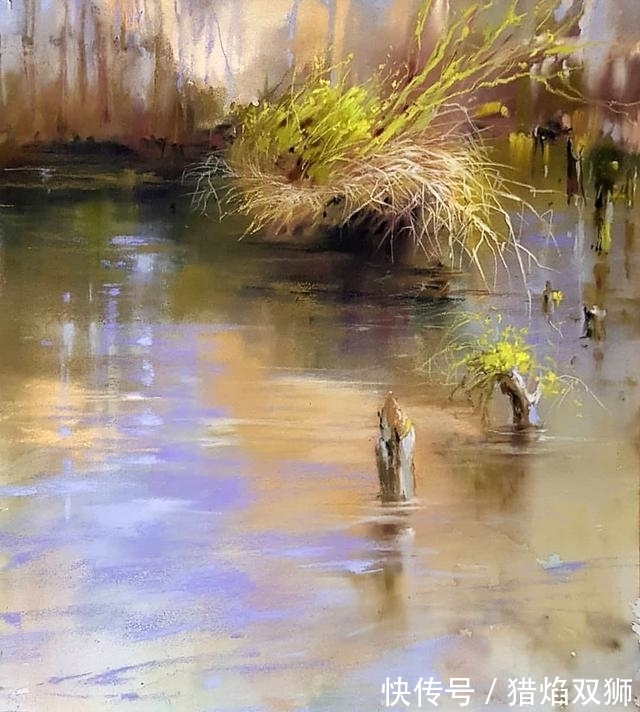 粉画#他可以赋予花卉作品不同的质感,那种柔和自美,赏心悦目!